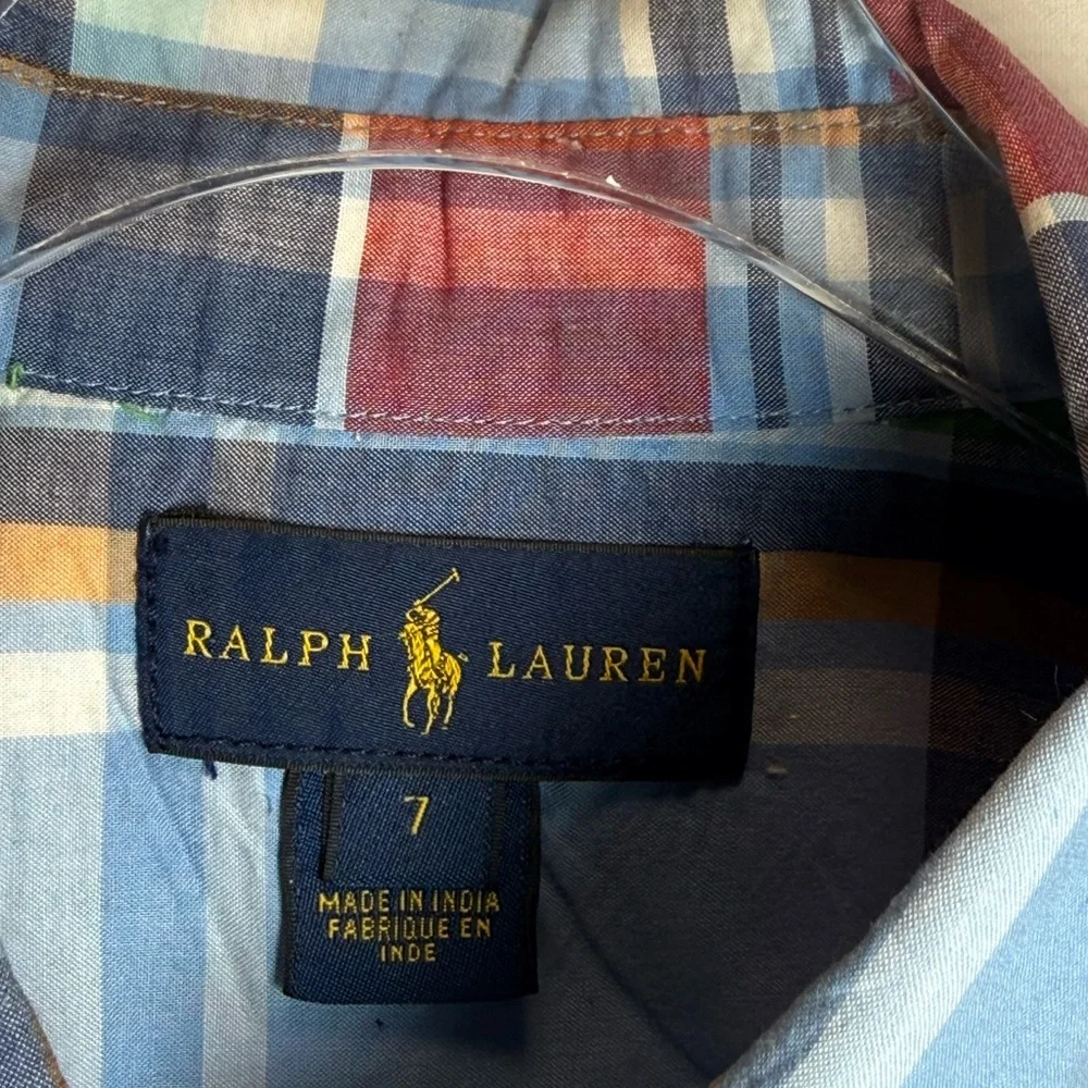 Polo Ralph Lauren long-sleeve multicolor plaid button-down shirt size 7